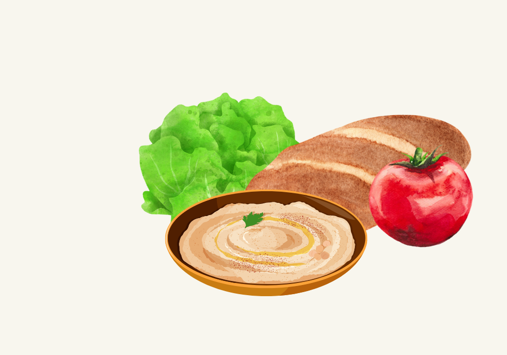 Organic Hummus, Lettuce, & Tomato Sandwich Lunch Recipe image
