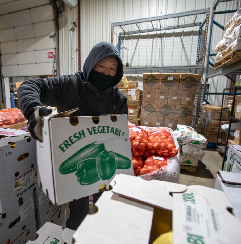 Fresh vegetable box in warehouse